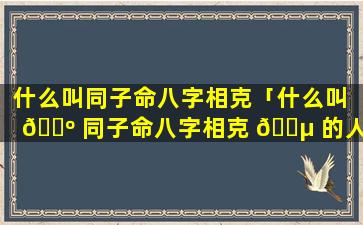 什么叫同子命八字相克「什么叫 🐺 同子命八字相克 🌵 的人」